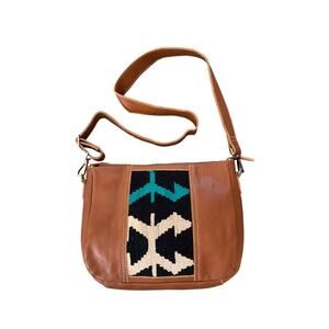Daja Designs Leather Bag Crossbody Woven Wool Aztec Southwestern